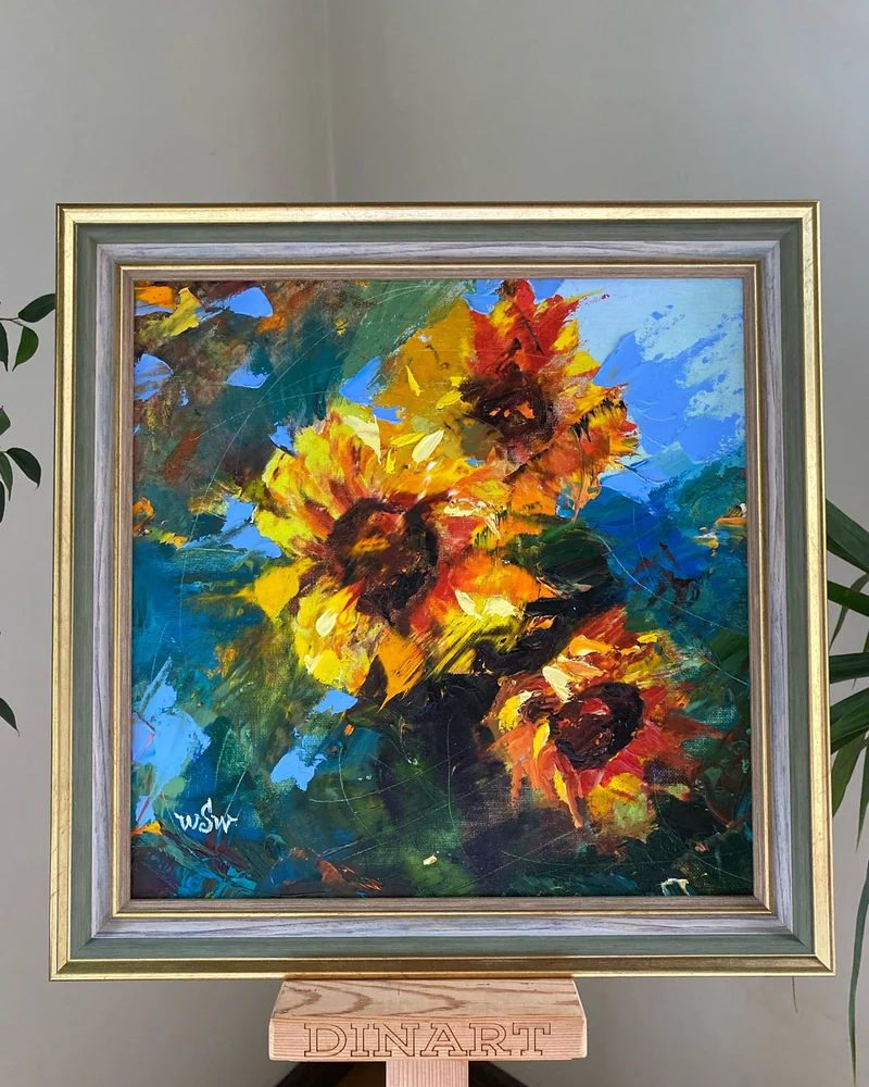 Картина маслом Подсолнухи 35×35 см — Оригинал