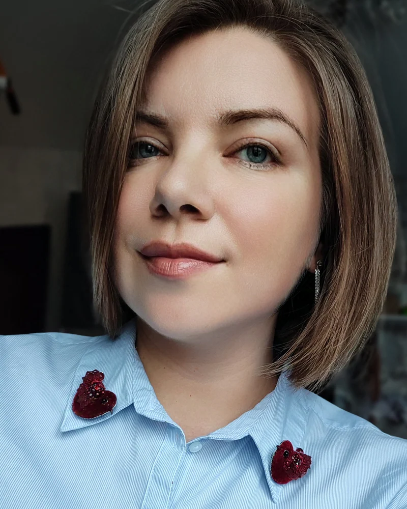Брошь Птичка из бархата — Бордовый, пара