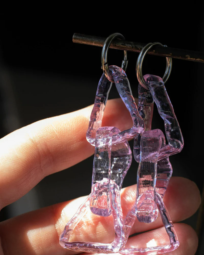 Серьги из стекла Сталактиты сиреневые