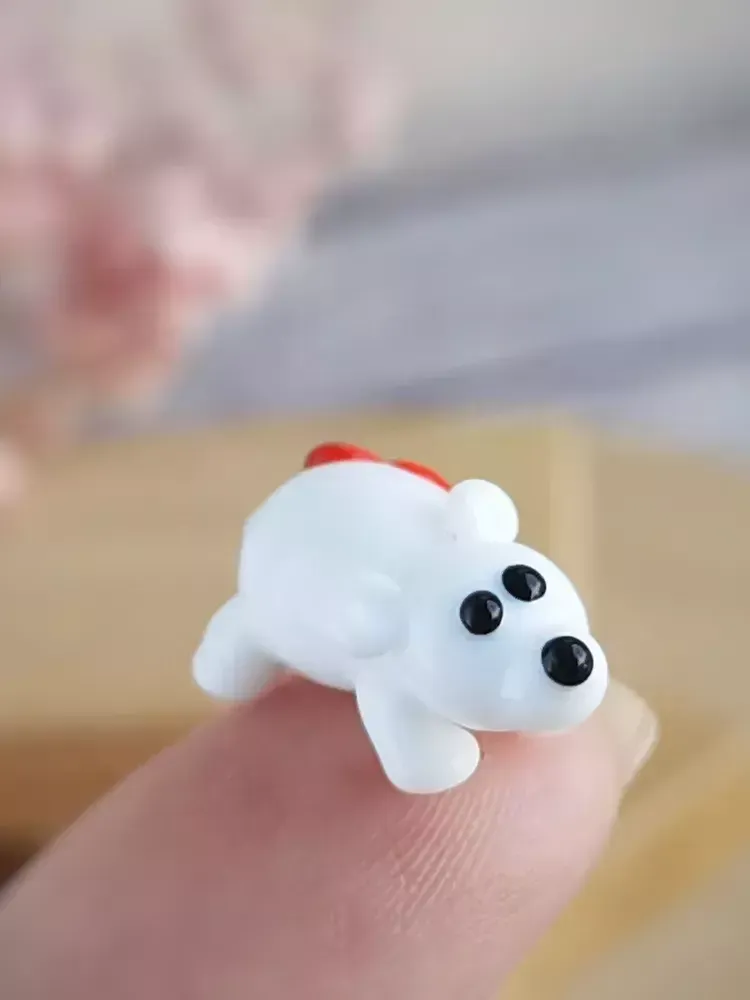 Стеклянная фигурка «Мишка белый»
