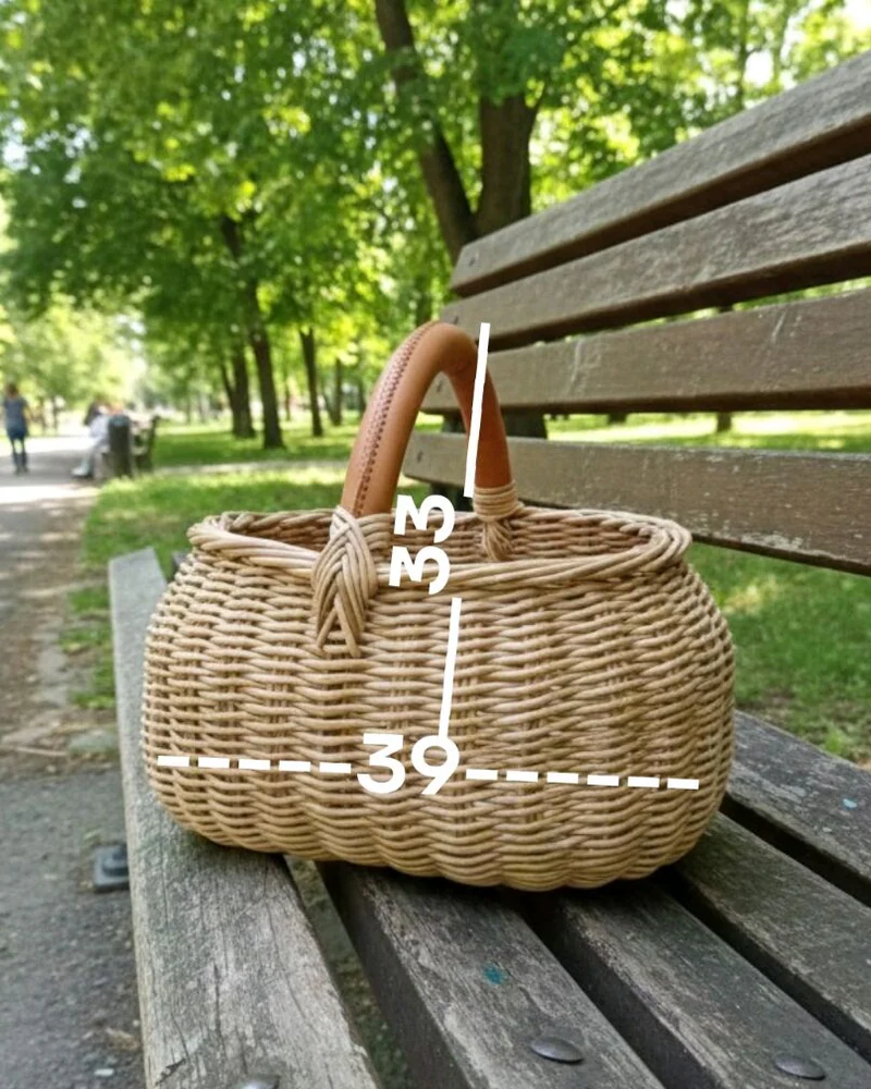 Плетеная корзина для грибов, овощей, фруктов, пикника — Светло-коричневая