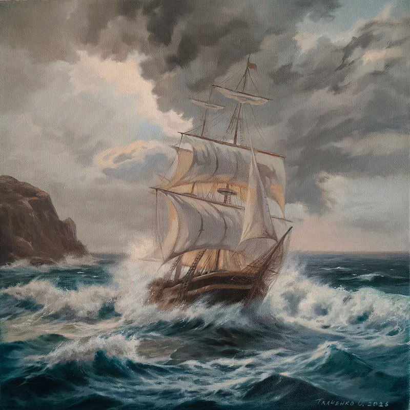 Картина маслом "Мятежный", 40*40