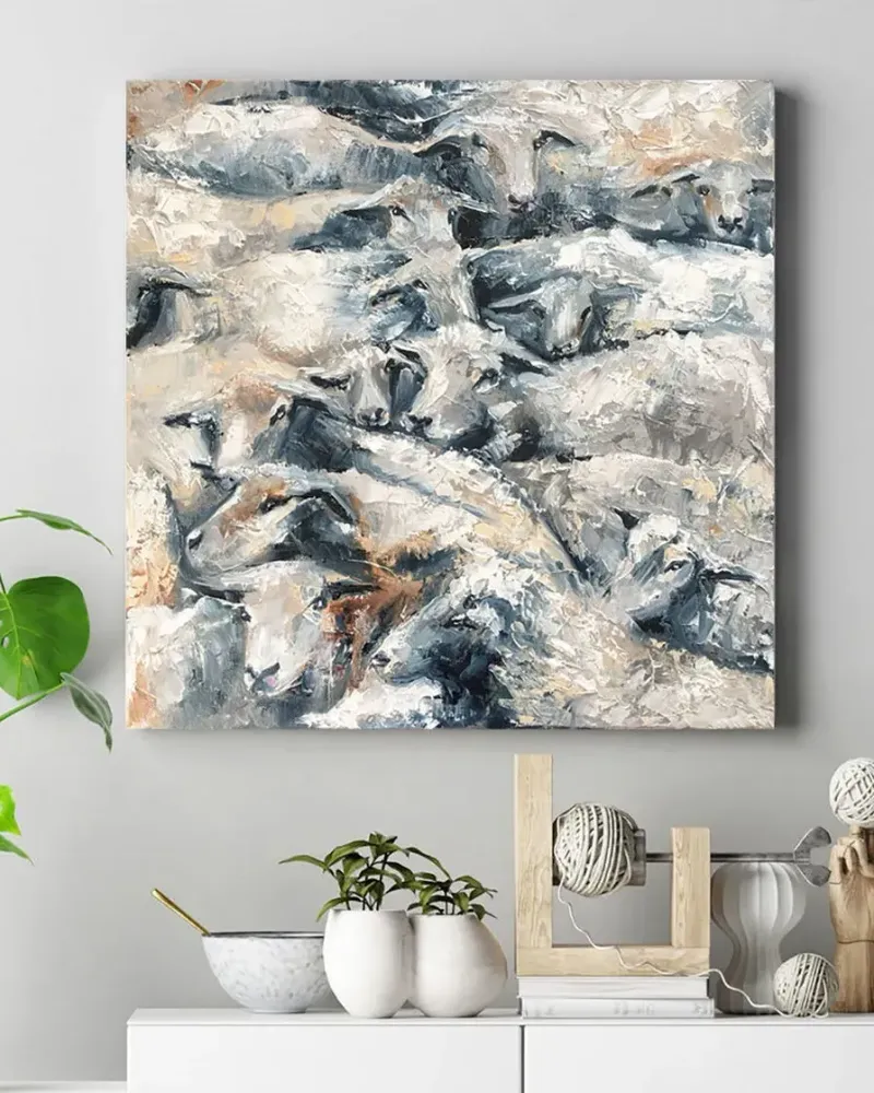 Овцы. Картина маслом 40×40 см — 40×40 см