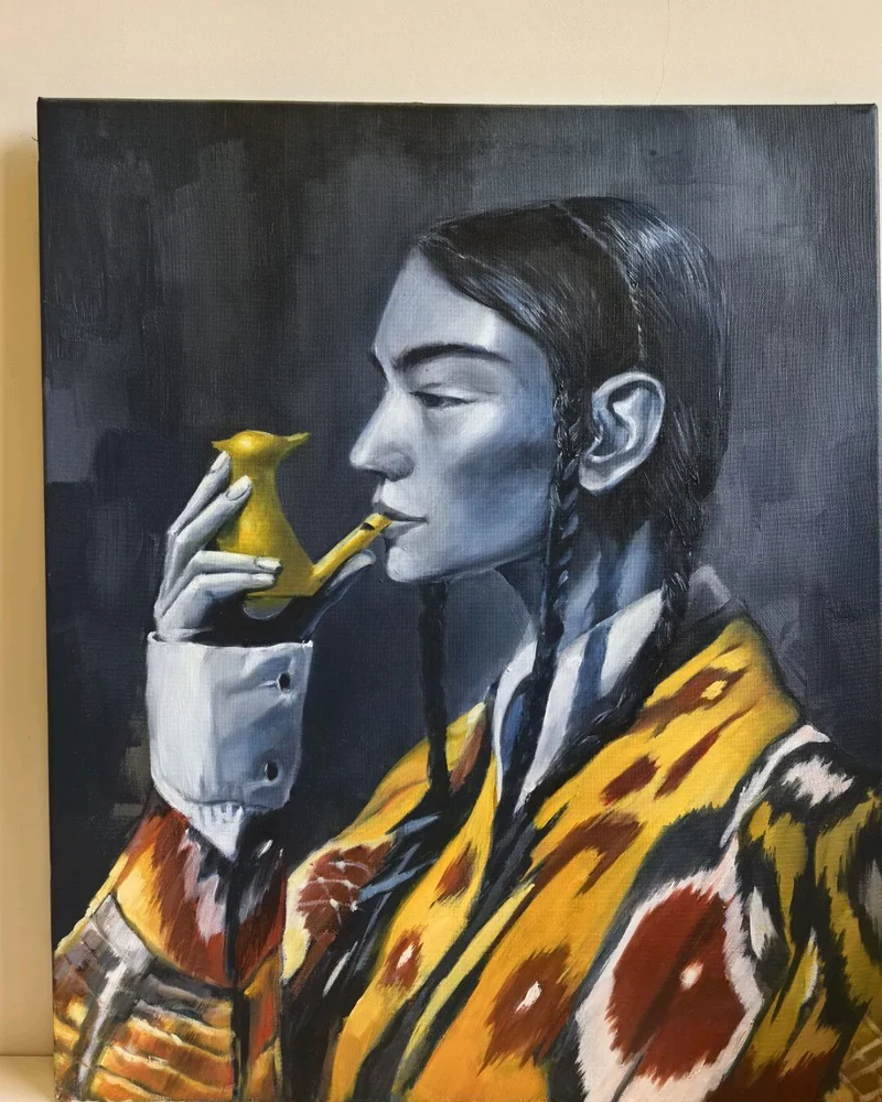 Картина маслом "Девушка с косичками", 50х60см