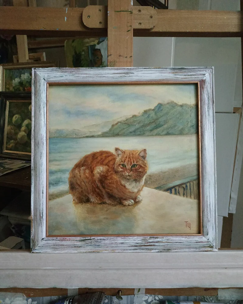 Морской кот. Картина маслом. 30х30 см