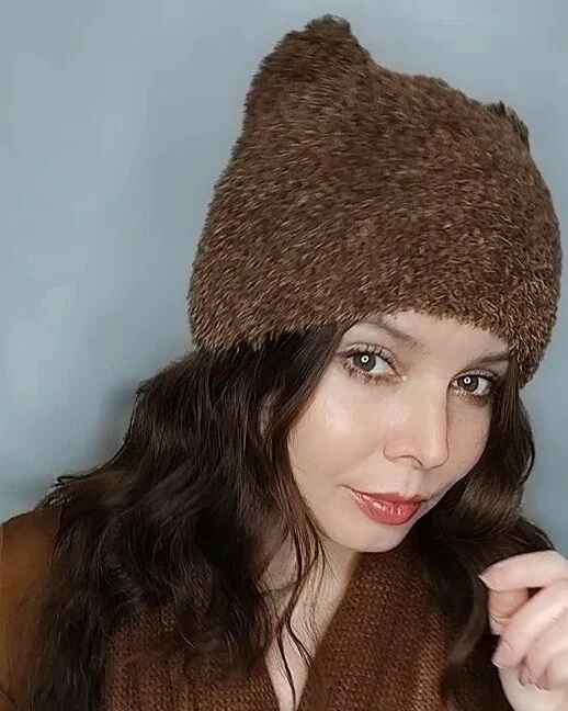 Шапка с ушками женская шапка вязаная