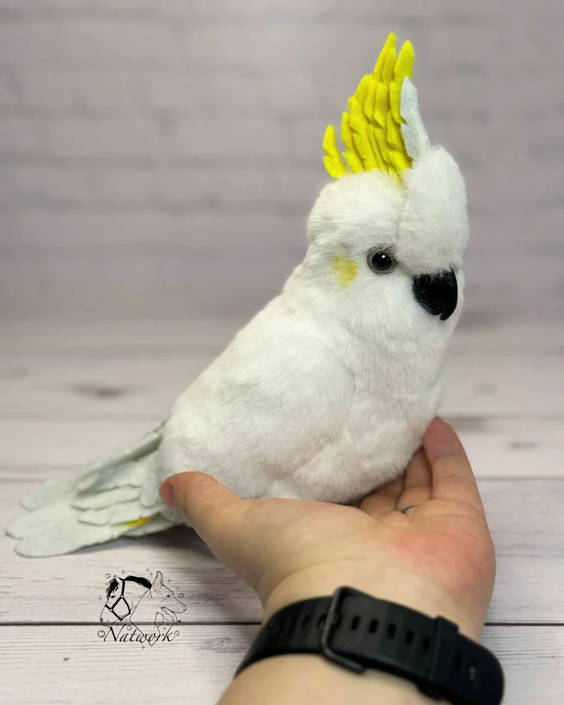 Реалистичная игрушка попугай Желтохохлый какаду