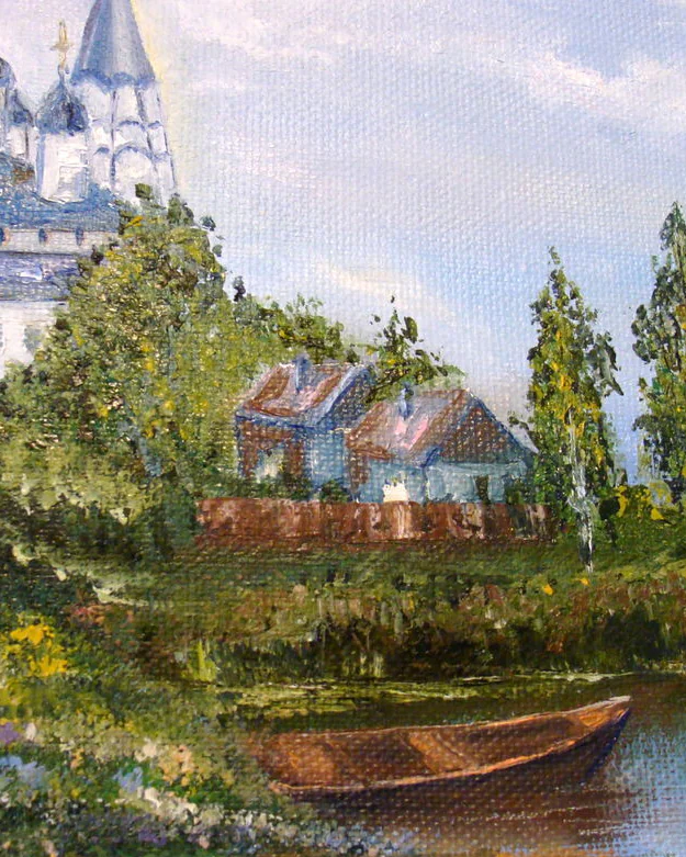 Картина маслом Храм у реки
