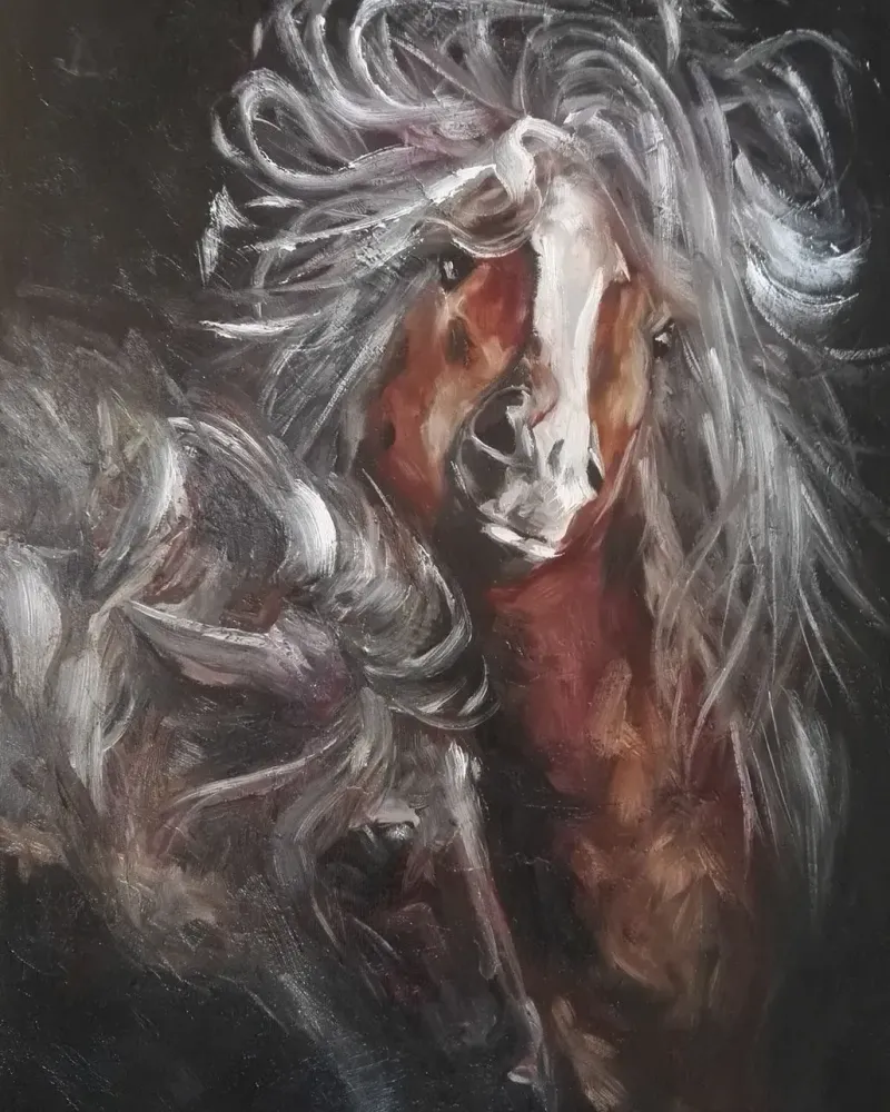 Пара лошадей. Картина маслом 50×70 см — 50×70 см