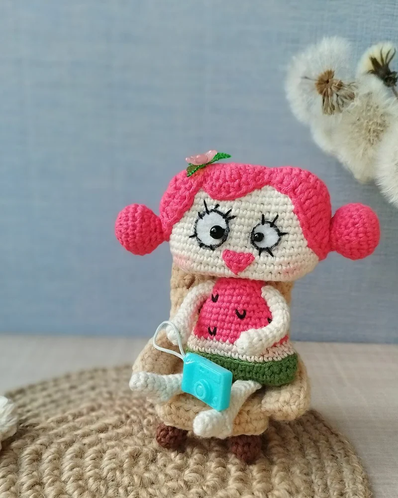 Вязаная кукла Арбузная Маша, амигуруми игрушка