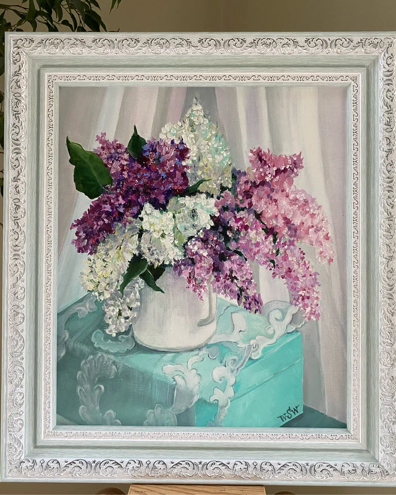 Картина маслом Цветы Сирень. 39×44 см. Натюрморт — Оригинал