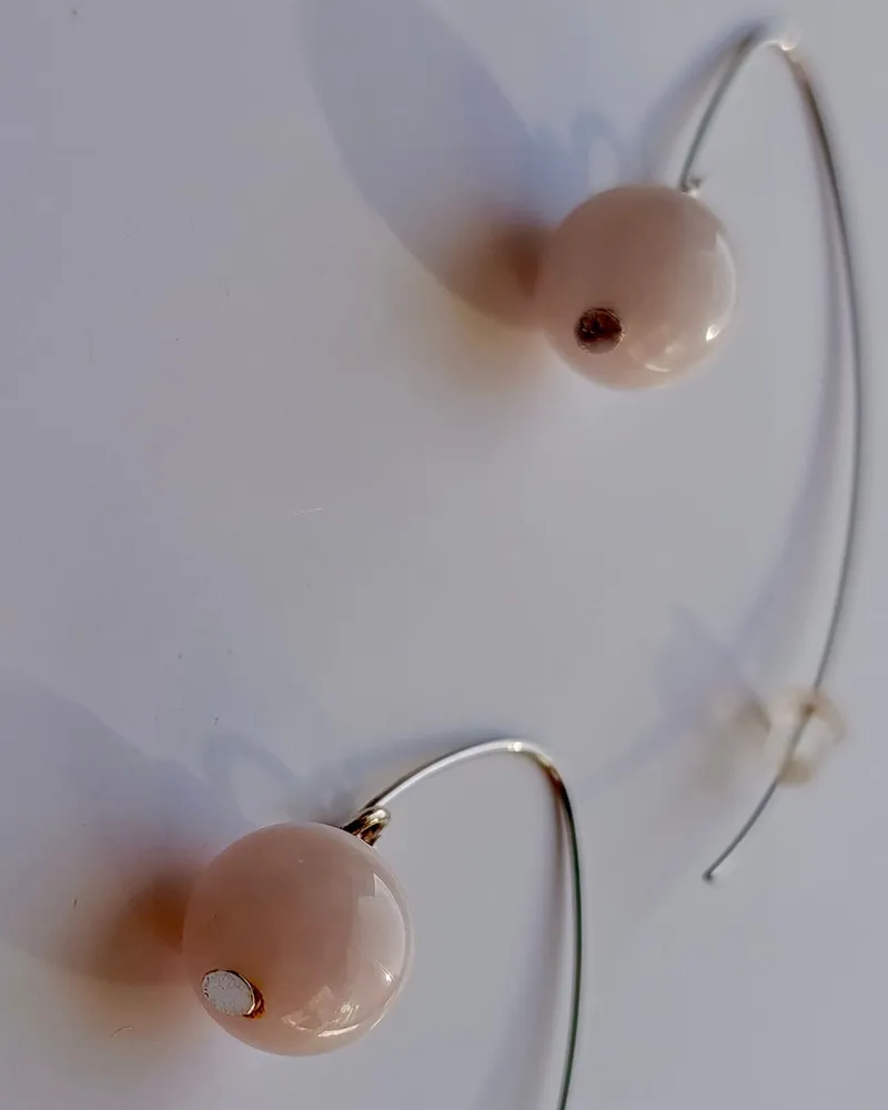 Серьги розовый кварц