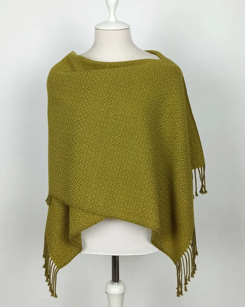 Палантин ручного ткачества, хаки-горчица, 48×190 см