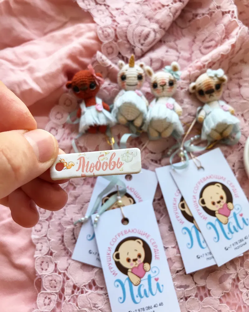 Мишка-брошка тедди миниатюра — 4 см