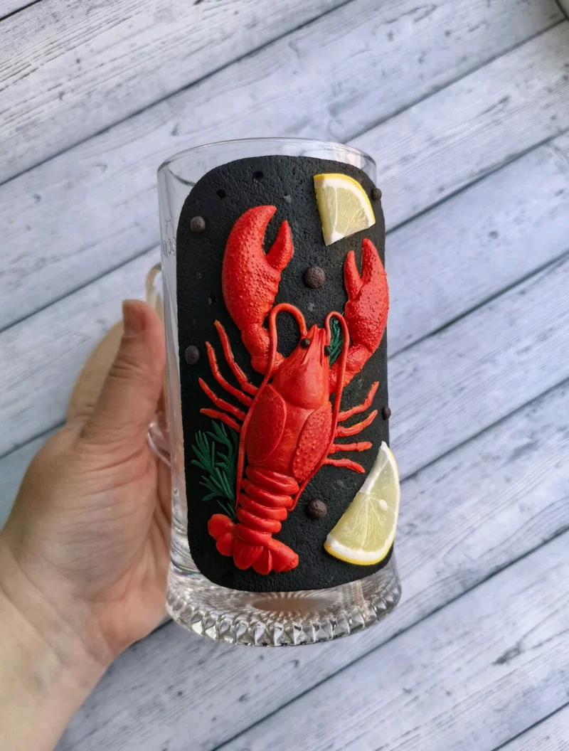 Пивная кружка с декором рак