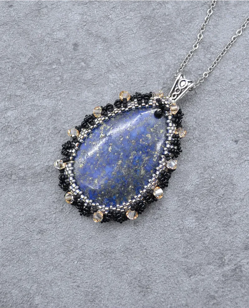 Кулон с афганским лазуритом и Swarovski