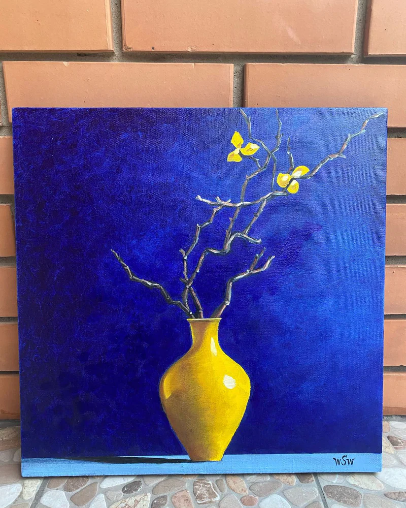 Картина маслом цветы “Blue” 40×40 cm. Натюрморт — Оригинал