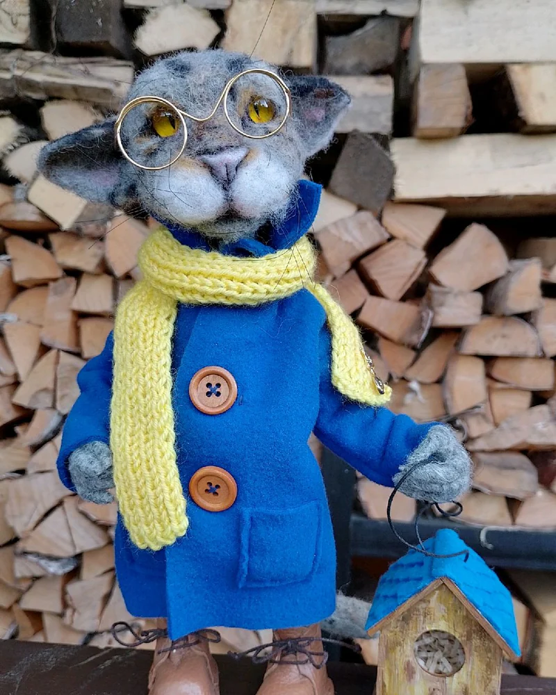 Кот Василий. Игрушка из шерсти
