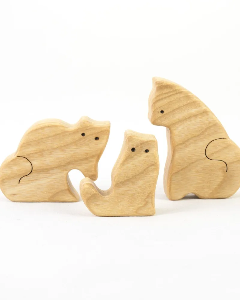 Домашние животные, деревянные фигурки-игрушки — Кошки семейка - МАЛЫЕ