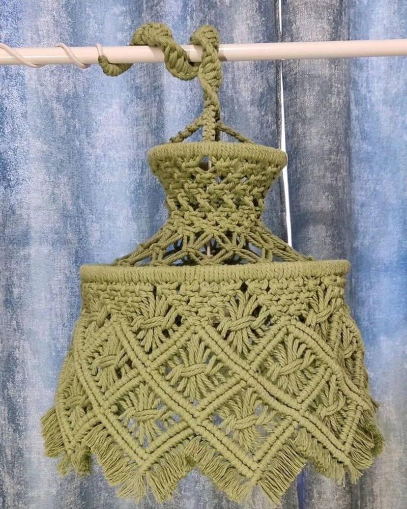 Абажур светильник макраме, мята