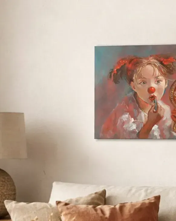 Девочка с помадой. Картина маслом 40×50 см — 40×50 см