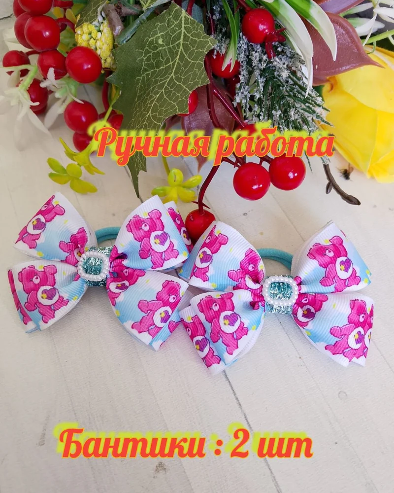Бантики для волос "Мишки"- Милый дизайн с изображением мишек