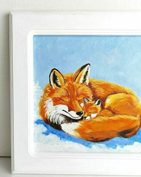 Картина с лисой акрил 20 на 20 см