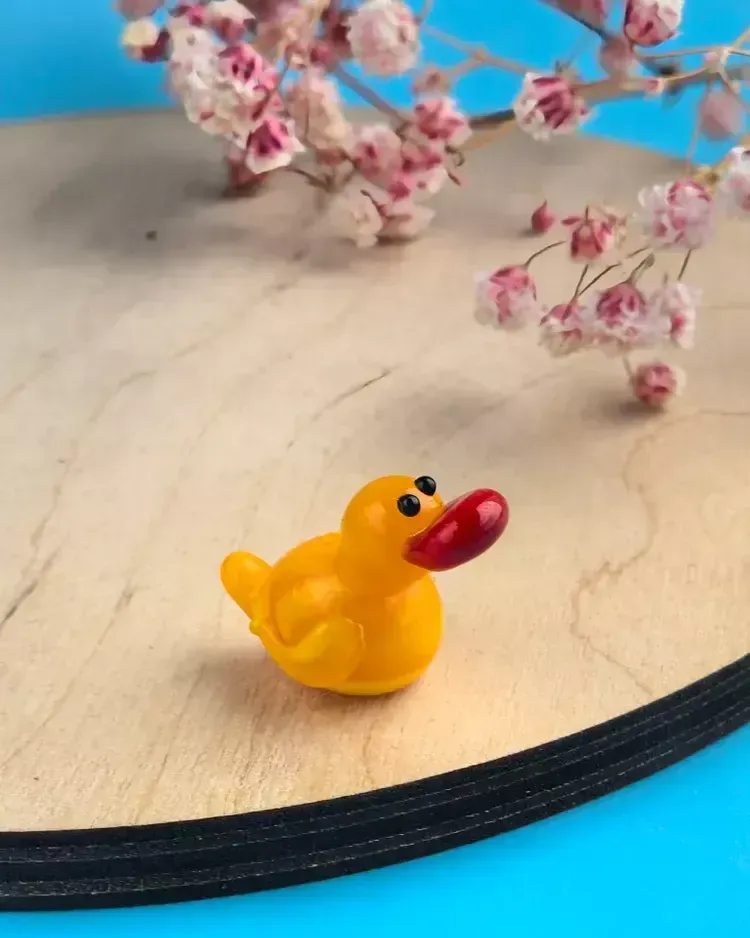 Стеклянная фигурка «Уточка» №2 — Оранжевая