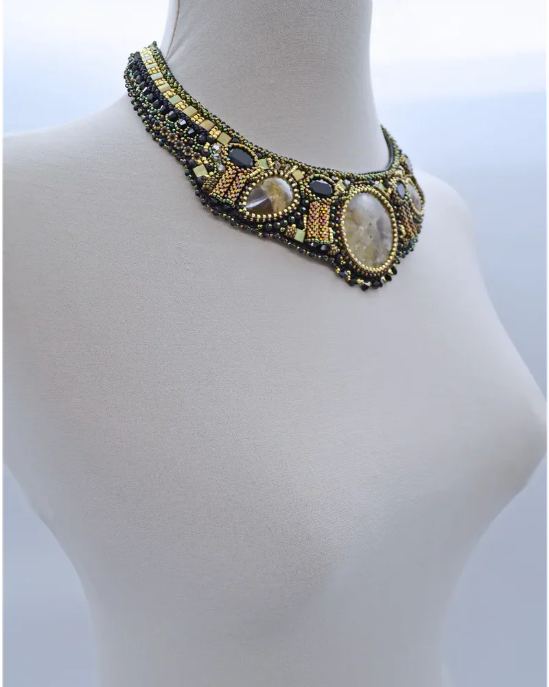 Авторское колье с цитрином и Swarovski