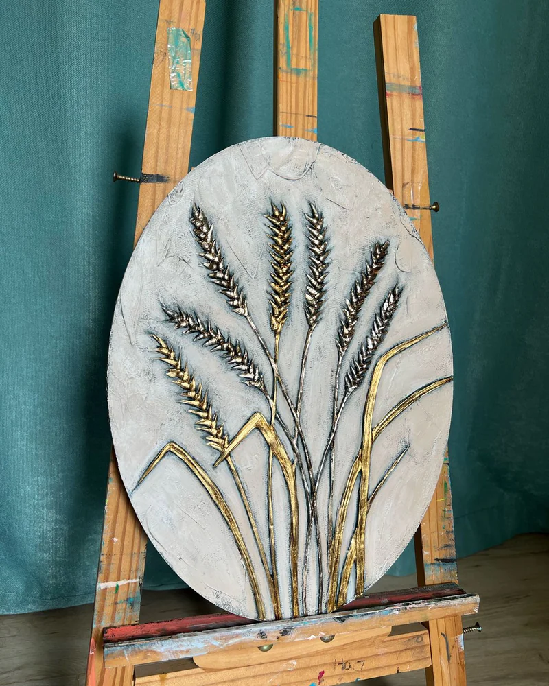 Картина «Золотые колосья» овал, 40×30 см