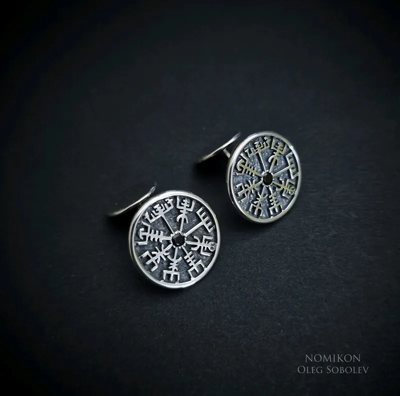 Запонки Vegvisir (Рунический компас)