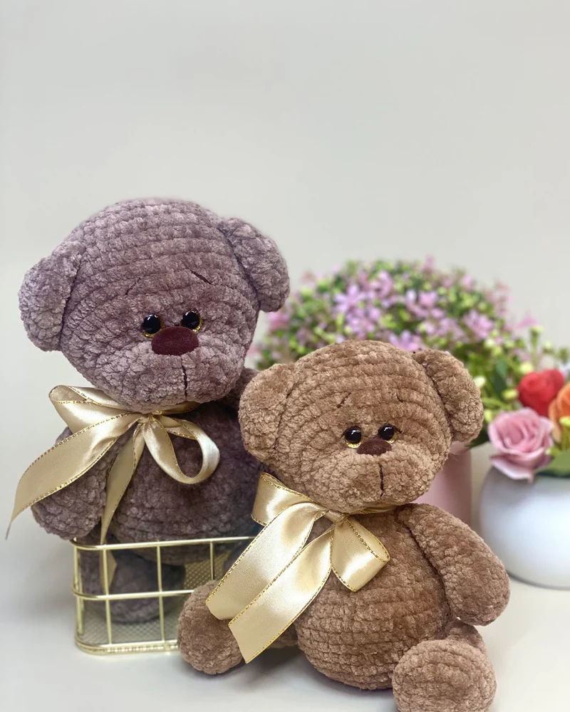 Вязаный коричневый мишка амигуруми