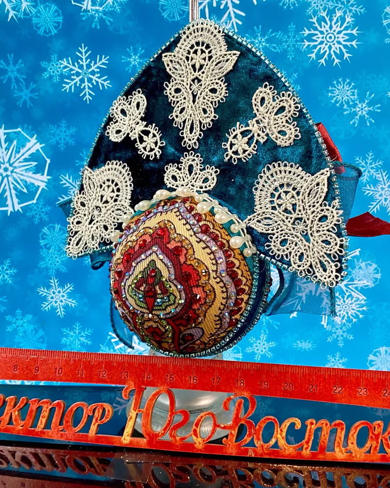 Ёлочная игрушка из коллекции Кокошники «Волшебство бирюзы»