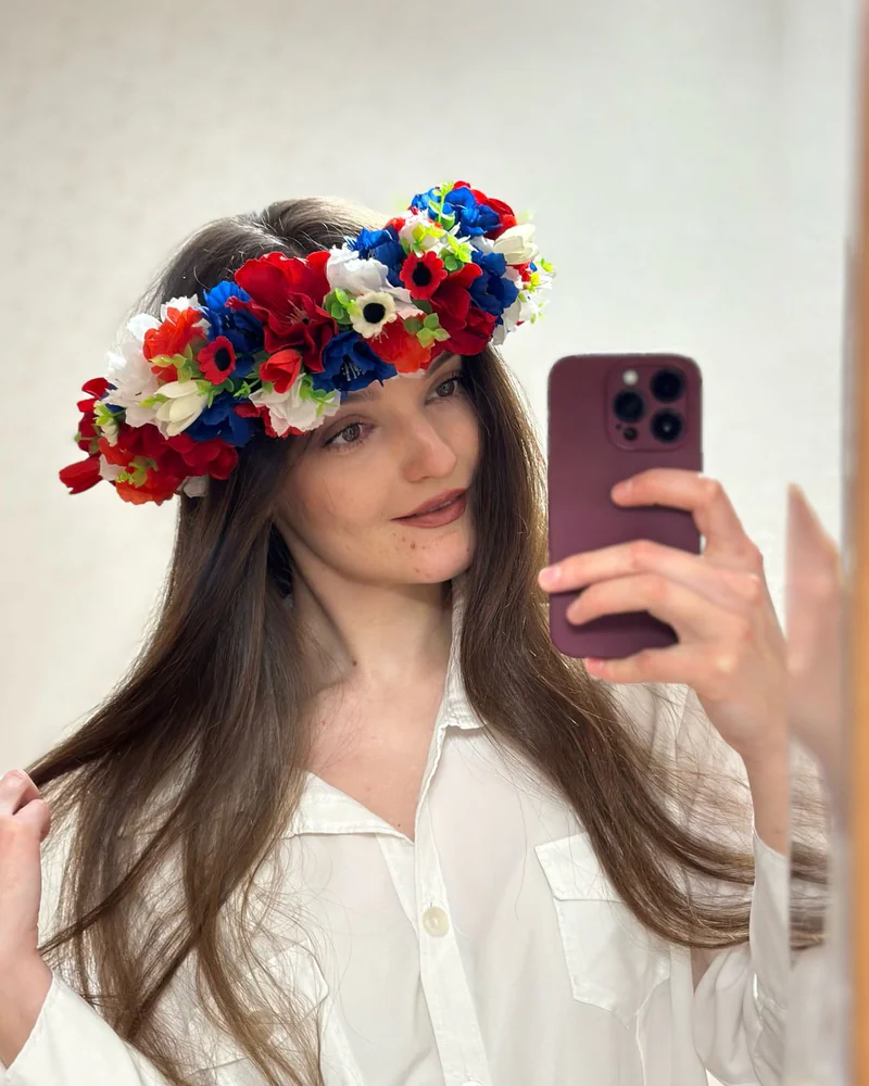 Ободок с васильками — Красный