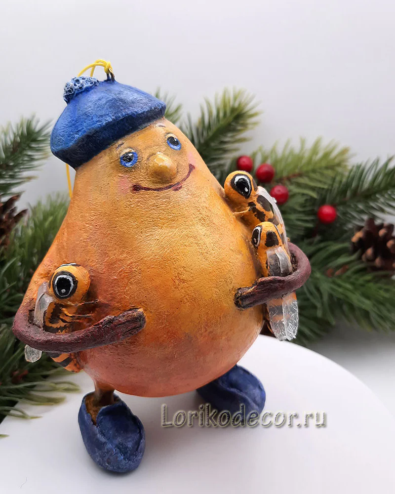 Ёлочная игрушка «ГРУША С ОСАМИ»
