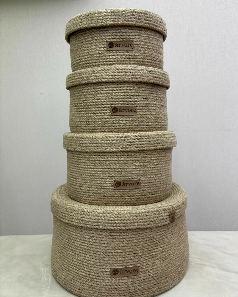 Корзина из джута с крышкой 25х13 см