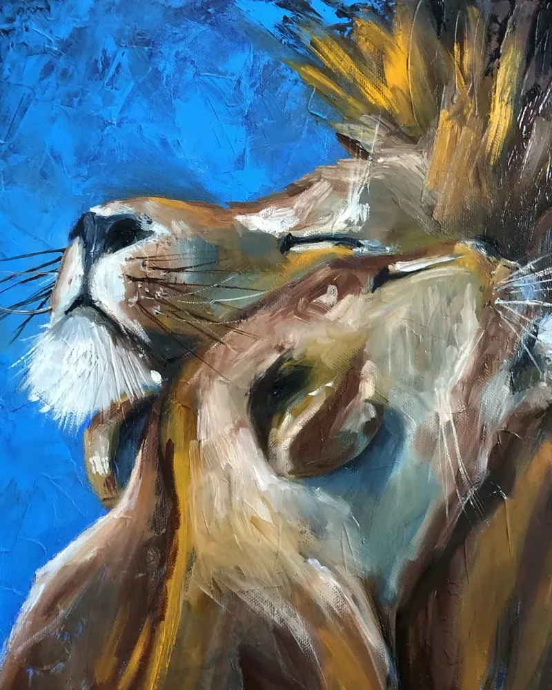 Львы. Картина маслом 40×40 см — 40×40 см