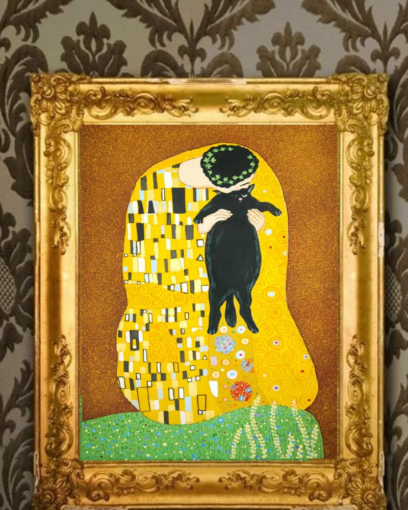 Картина Поцелуй кота по мотивам Климта