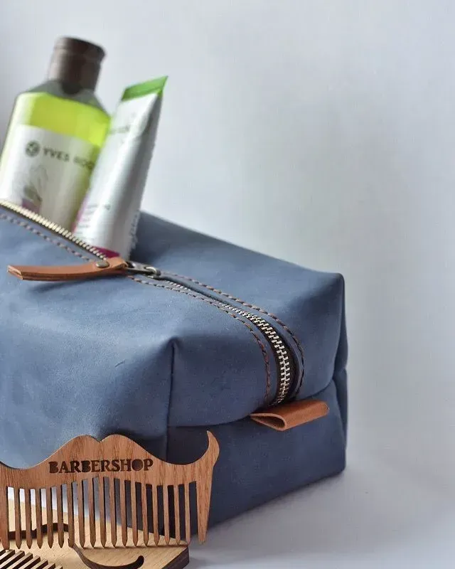 Несессер косметичка из кожи Barber — Серый