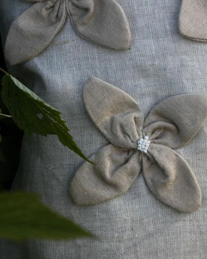 Наволочка "Цветы и лён" — льняной текстиль