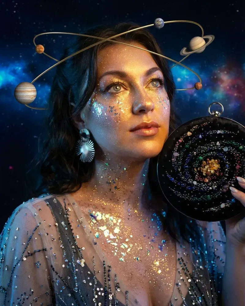 Клатч-кругляшка «Galaxy» с натуральными камнями, чёрный — Чёрный