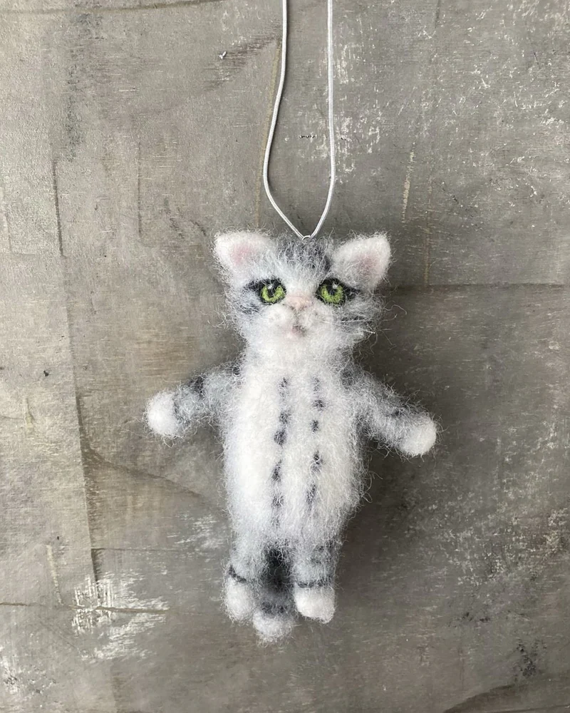 Брошь-кулон подвеска Серый кот