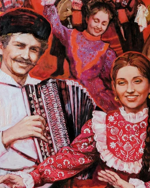 Сельский праздник на улице Красной — Оригинальная картина