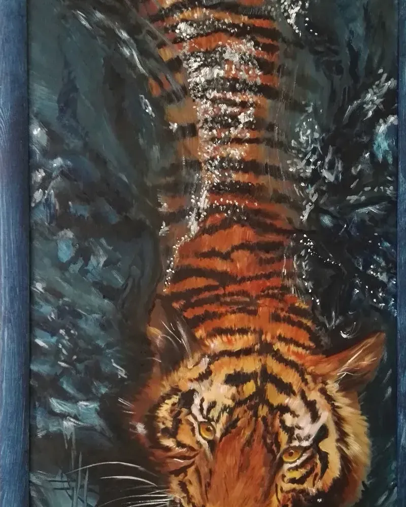 Тигр. Картина маслом 50×100 см — 50×100 см