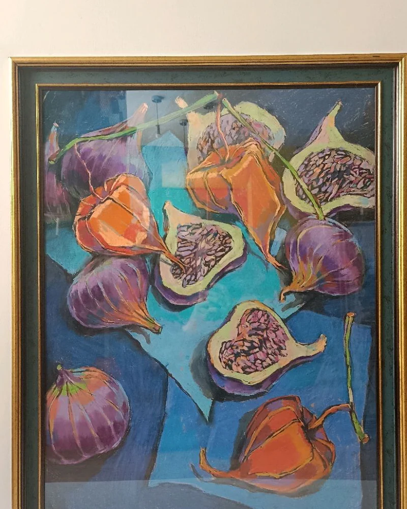 Картина сухой пастелью Инжир и Физалис