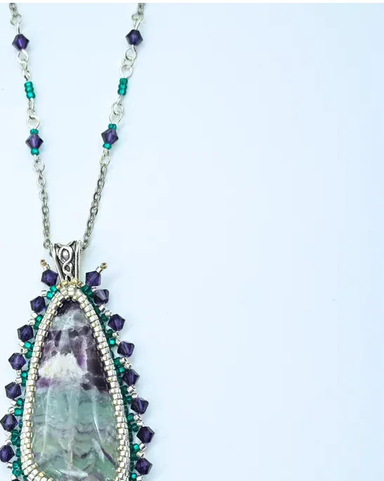 Авторский кулон с флюоритом и Swarovski