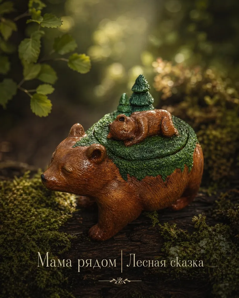 Свеча-шкатулка «Медведица с медвежонком»