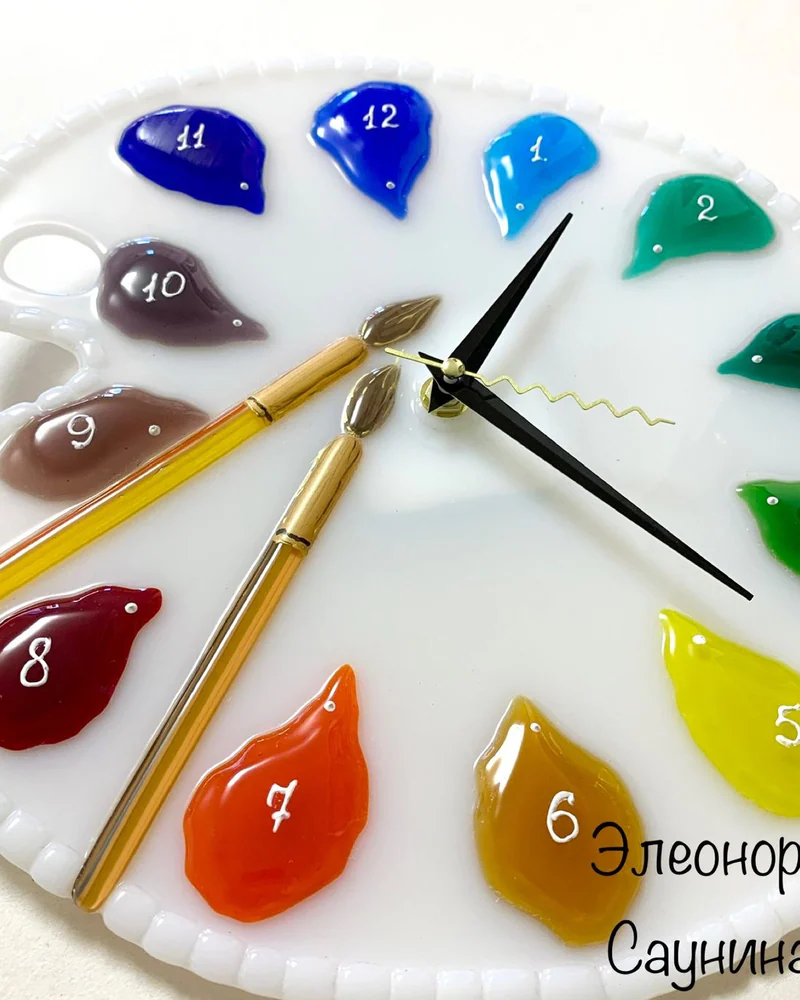 Часы настенные фьюзинг Подарок художнику