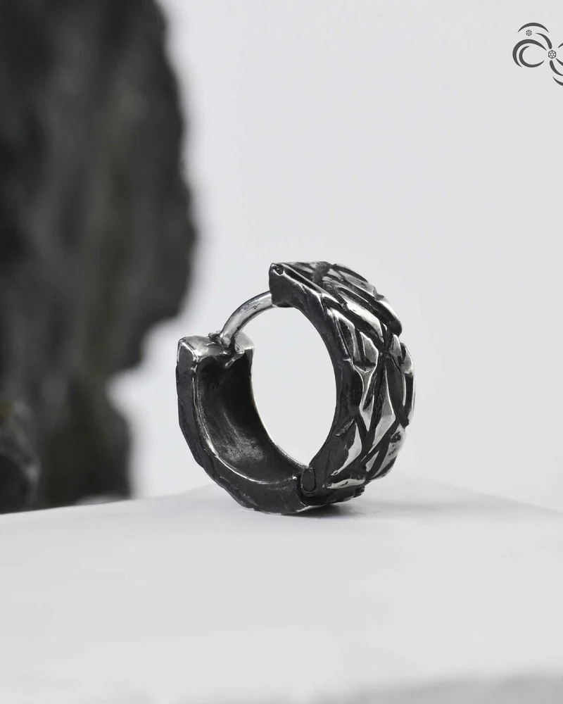 Серебряная серьга "Металлик лайт" частичное чернение