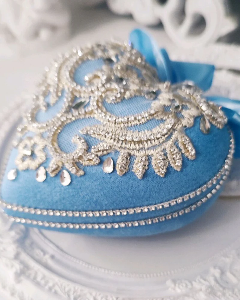 Ёлочная игрушка "Сердце", цвет голубой